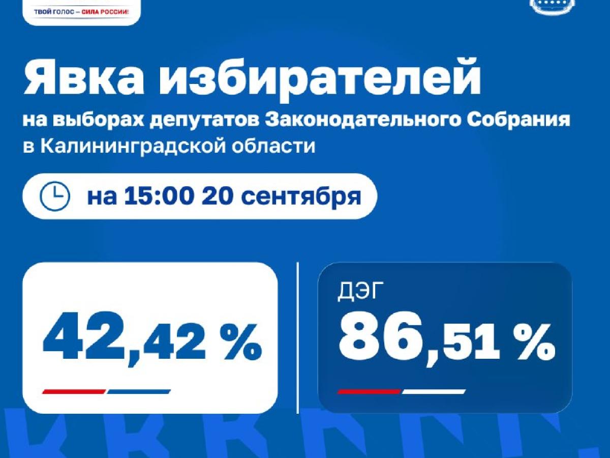 В Калининградской области сообщили о явке на выборах на 15:00 20 сентября