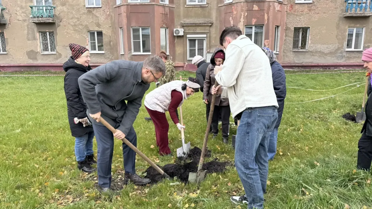 На улице Инициативной высадили 59 деревьев и кустарников — Кемерово Сейчас