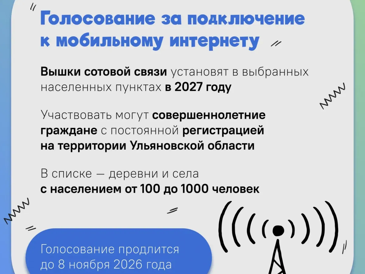 В Ульяновской области идет голосование за подключение сел к мобильному интернету на 2027 год